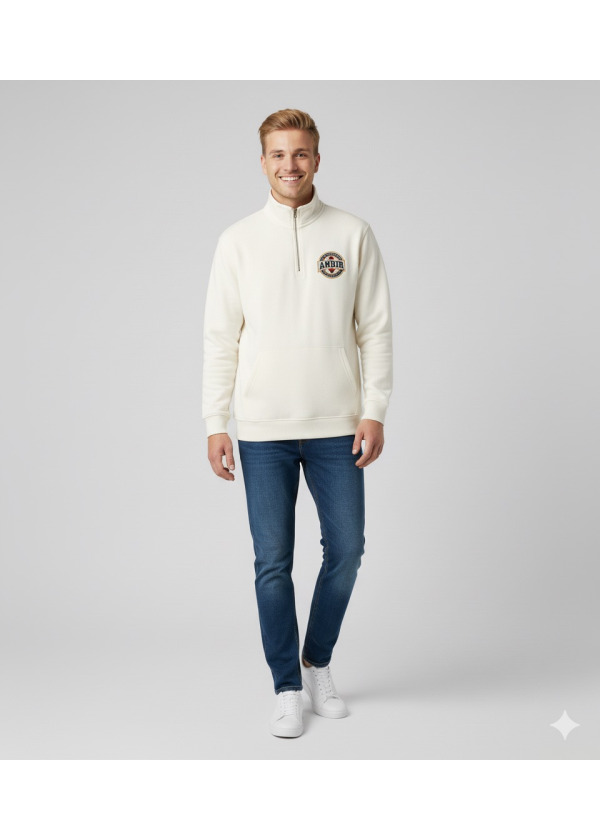 DİK YAKA YARIM FERMUARLI SWEATSHIRT