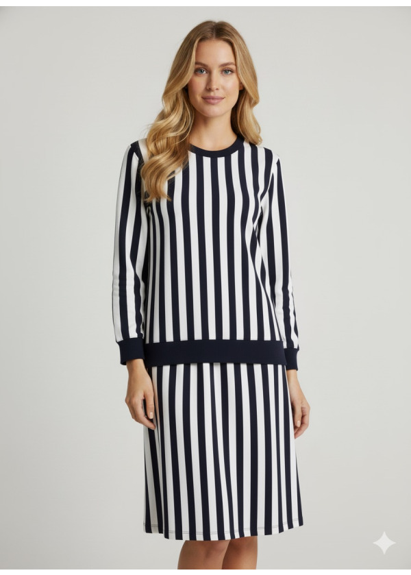 ÇİZGİLİ BAYAN SWEAT & ETEK TAKIM